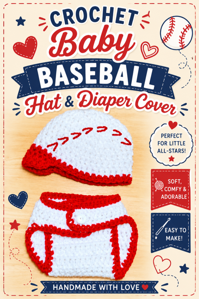 How to Crochet a Baseball Hat and Diaper Cover