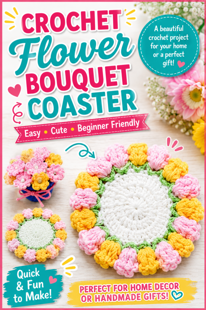 How to Crochet a Bouquet Flower Coaster
