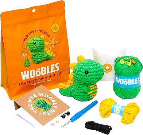 The Woobles Fred the Dinosaur Crochet Kit for Beginners