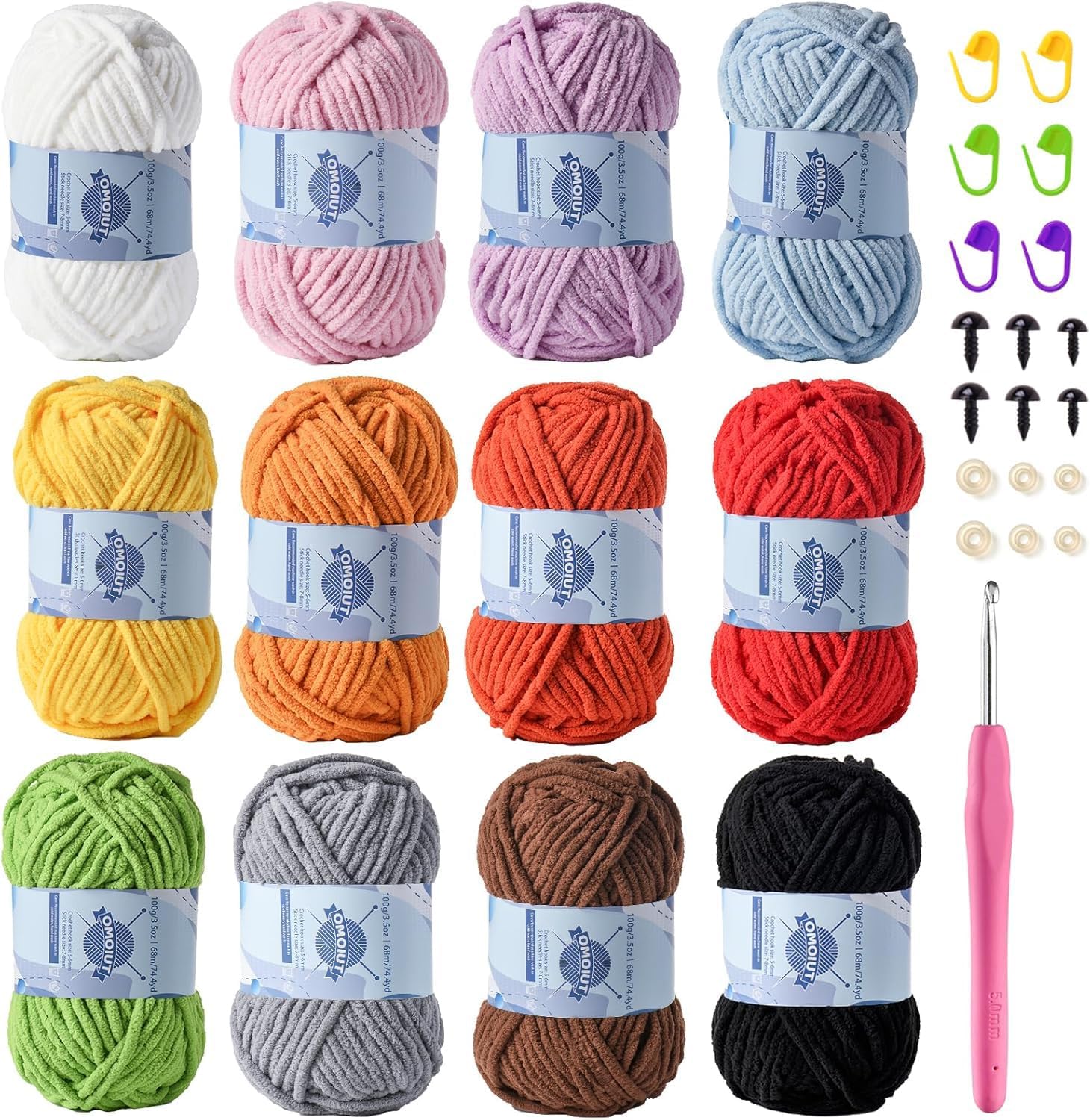 12 Pack Fluff Chenille Chunky Yarn