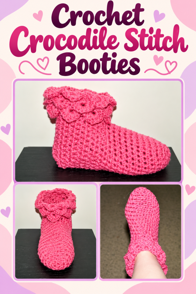 How to Crochet a Crocodile Stitch Booties