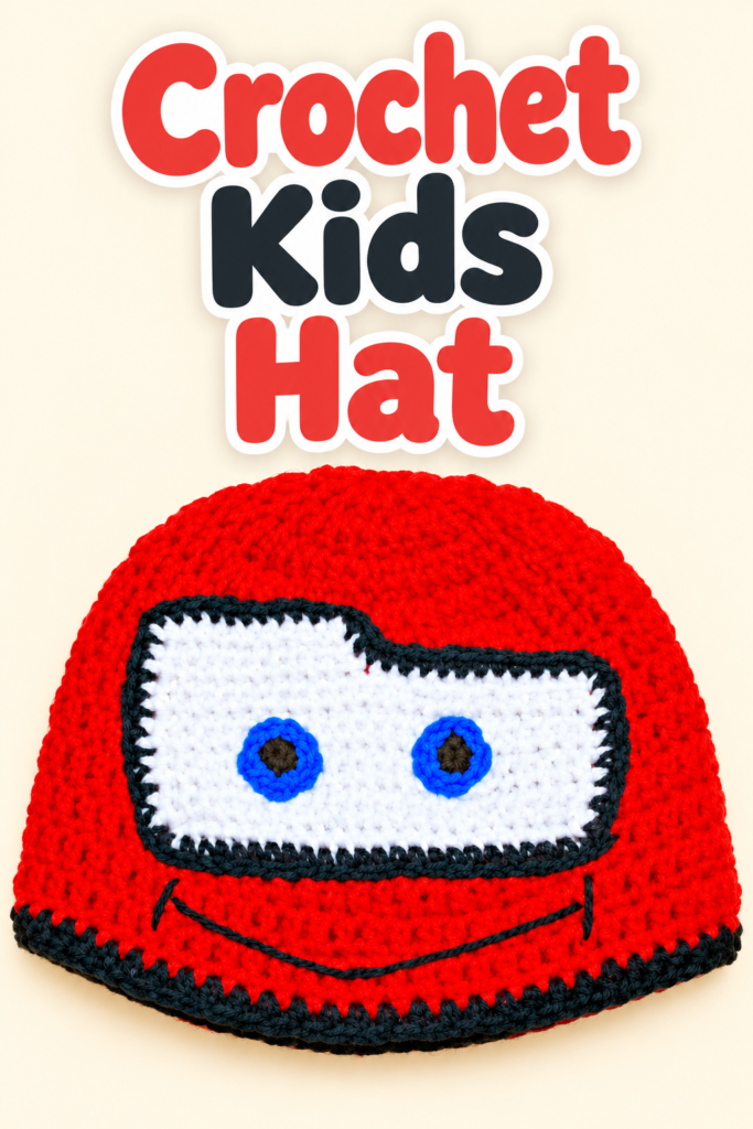 Crochet Lightning McQueen Child Hat