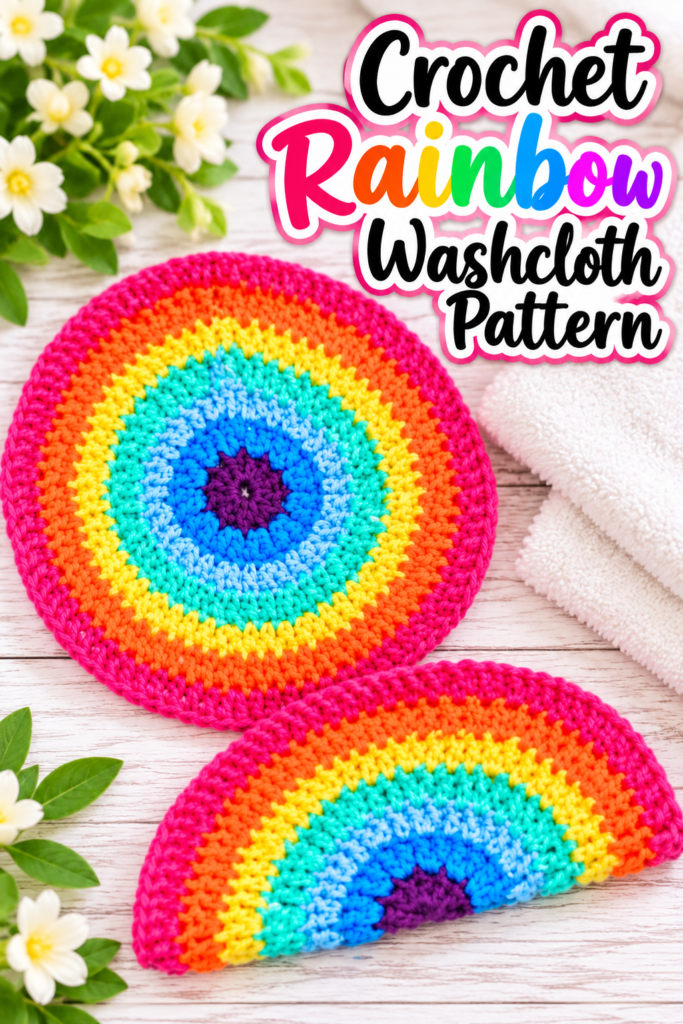 How to Crochet a Rainbow Washcloth