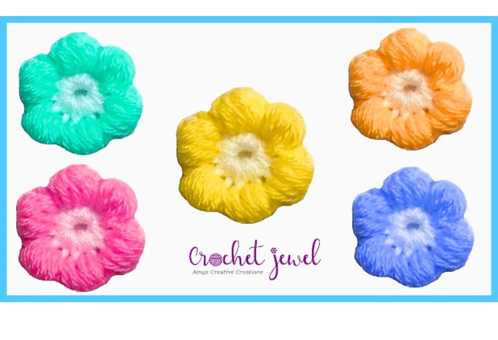 crochet puff stitch flower 