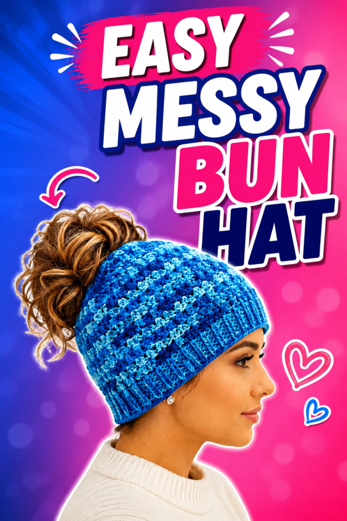 How to Crochet a Messy Bun Hat