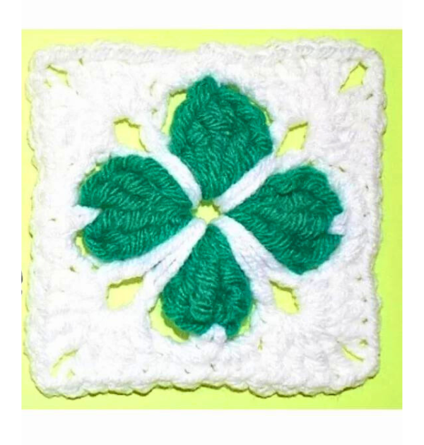 crochet Four-Leaf Clover Granny Square