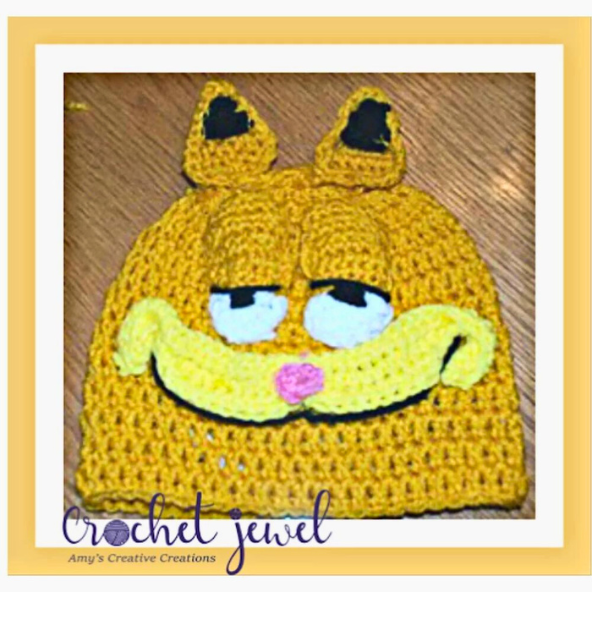 crochet garfiled inspired hat
