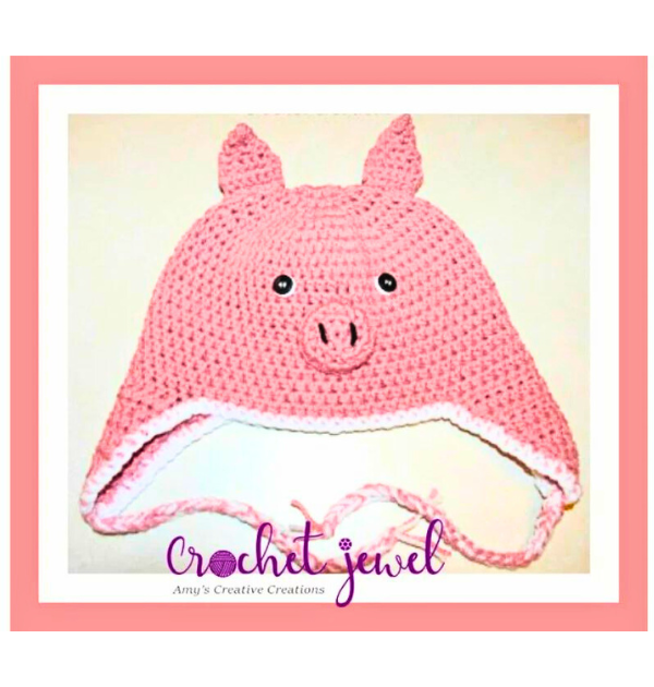 crochet pig hat 