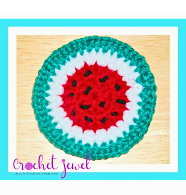 crochet watermelon coaster