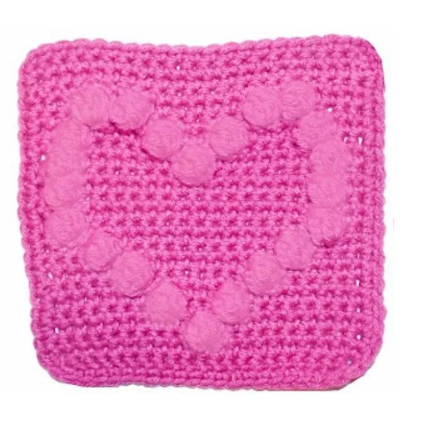 crochet bobble heart 