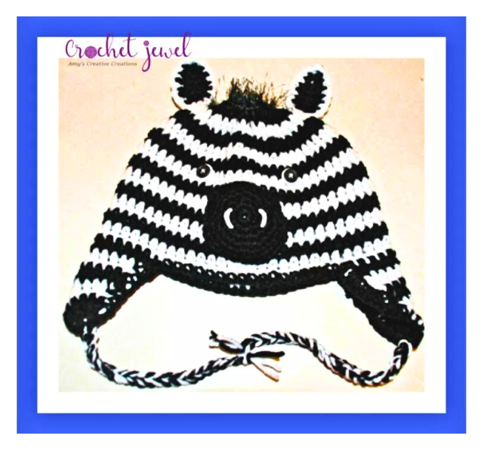 crochet zebra hat