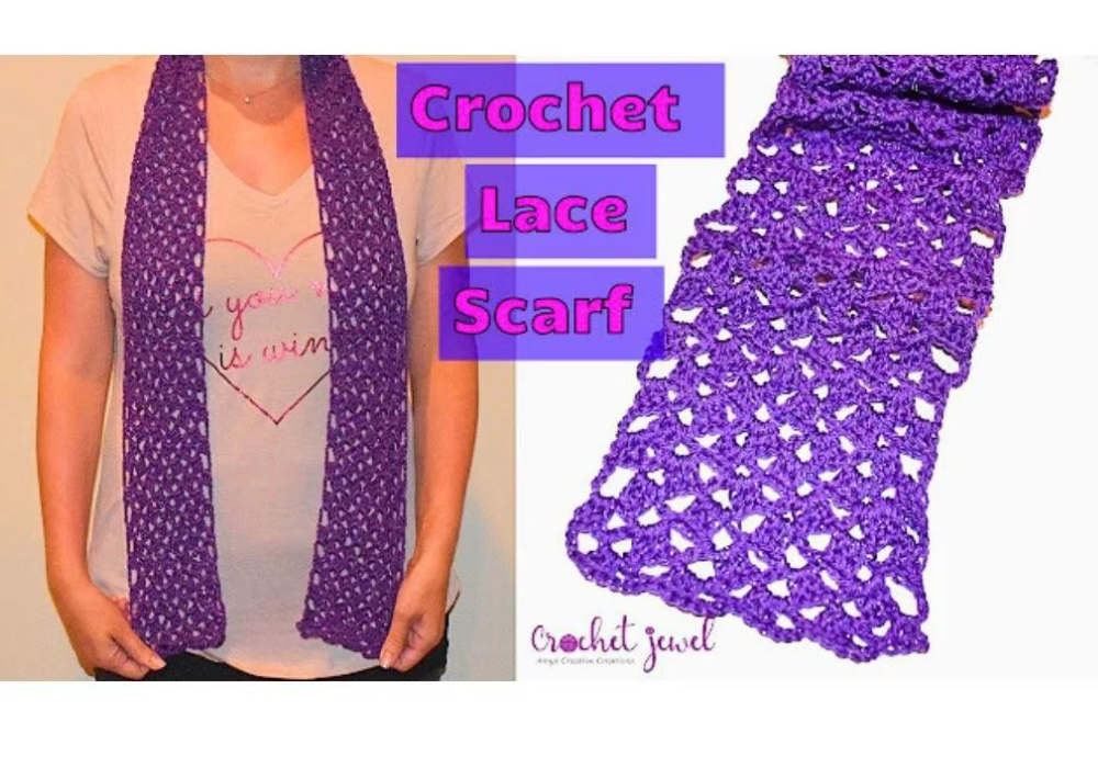 crochet lacy scarf