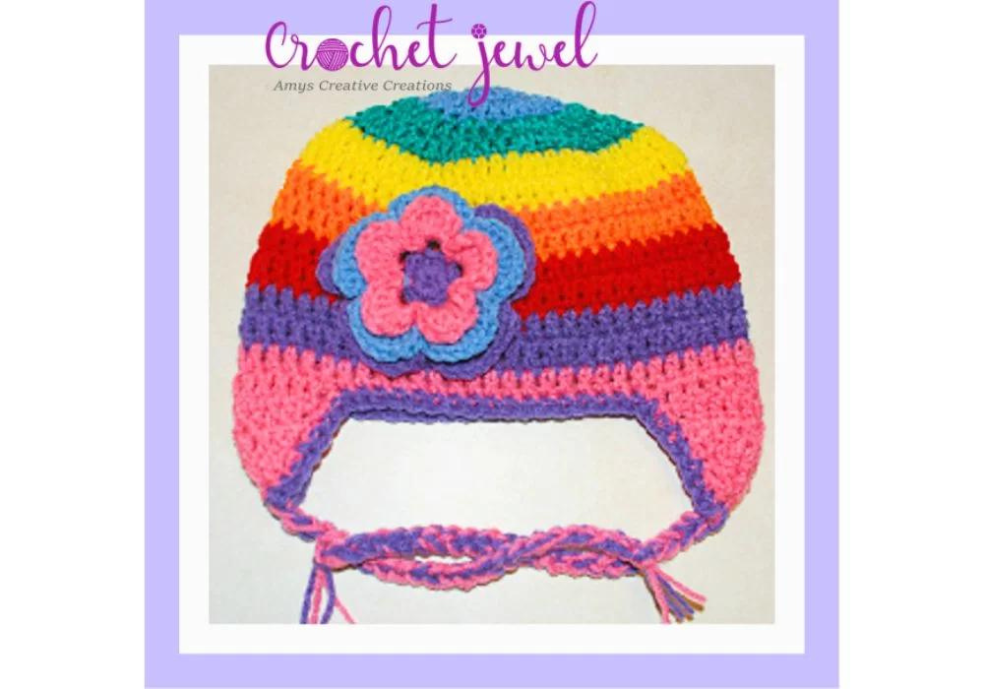 Crochet a Beautiful Rainbow Ear Flap Hat Beanie