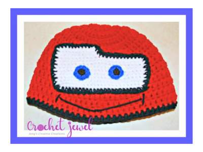 crochet Lightning McQueen Child Hat Pattern