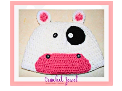 crochet cow hat 