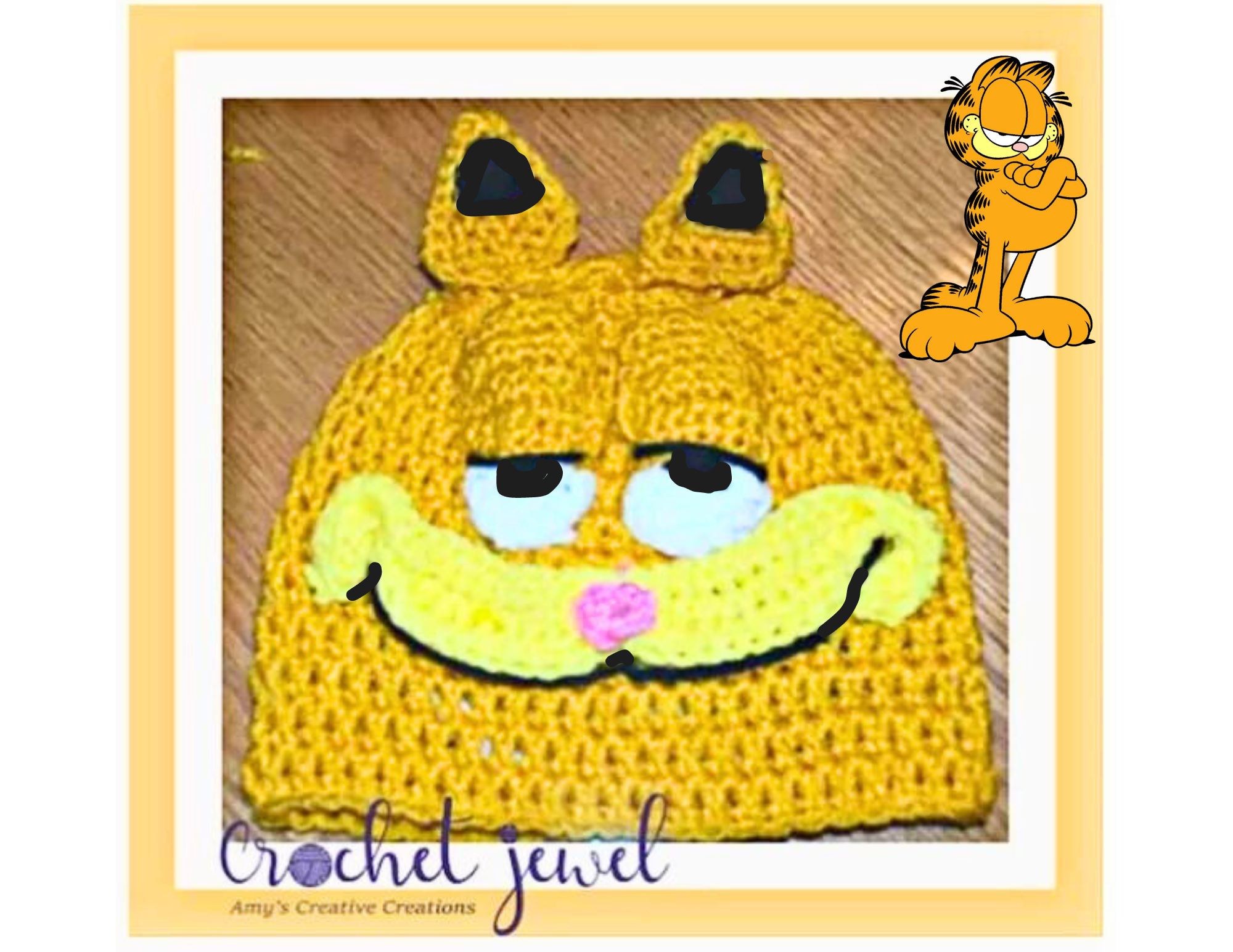 crochet garfield hat 