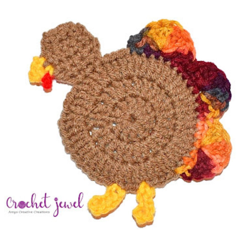 crochet turkey coaster 