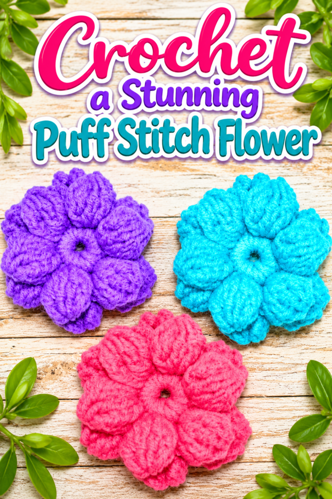 How to Crochet a Puff Stitch Flower