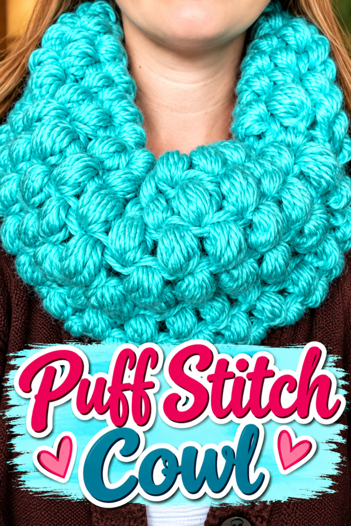 How to Crochet a Puff Stitch Cowl Scarf