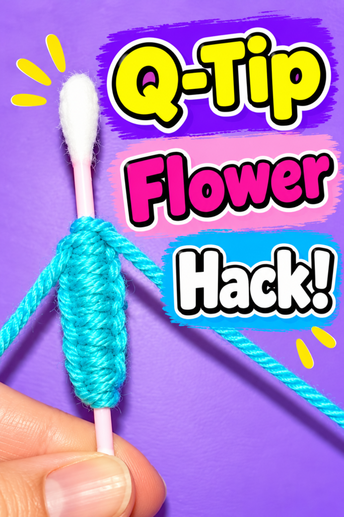 DIY Yarn Flower with Q-tips