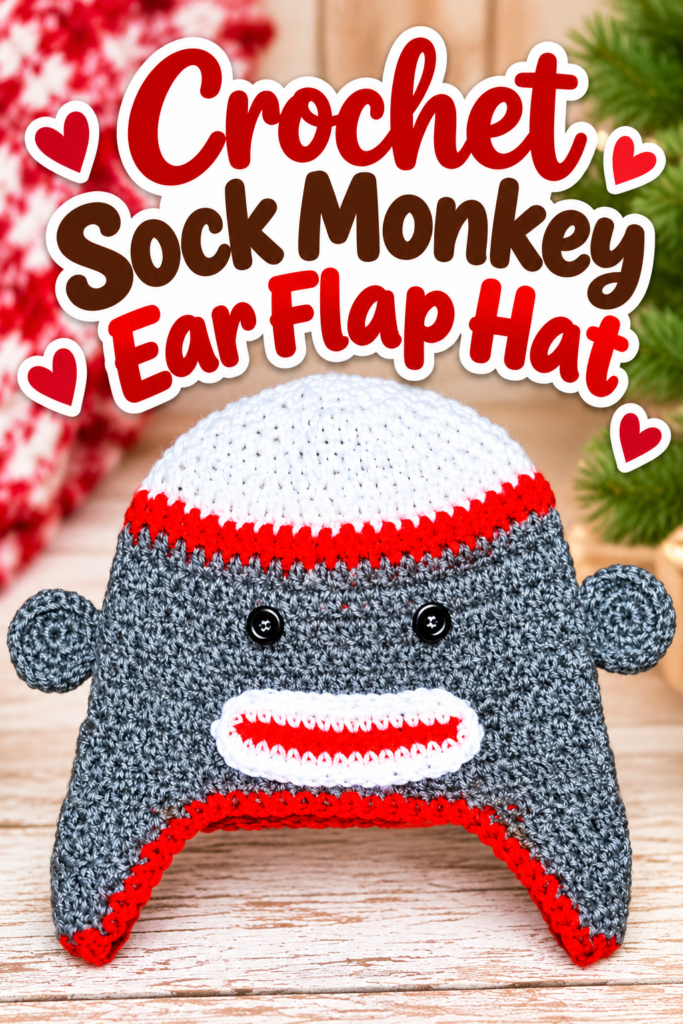 Crochet a Fun Sock Monkey Ear Flap Hat