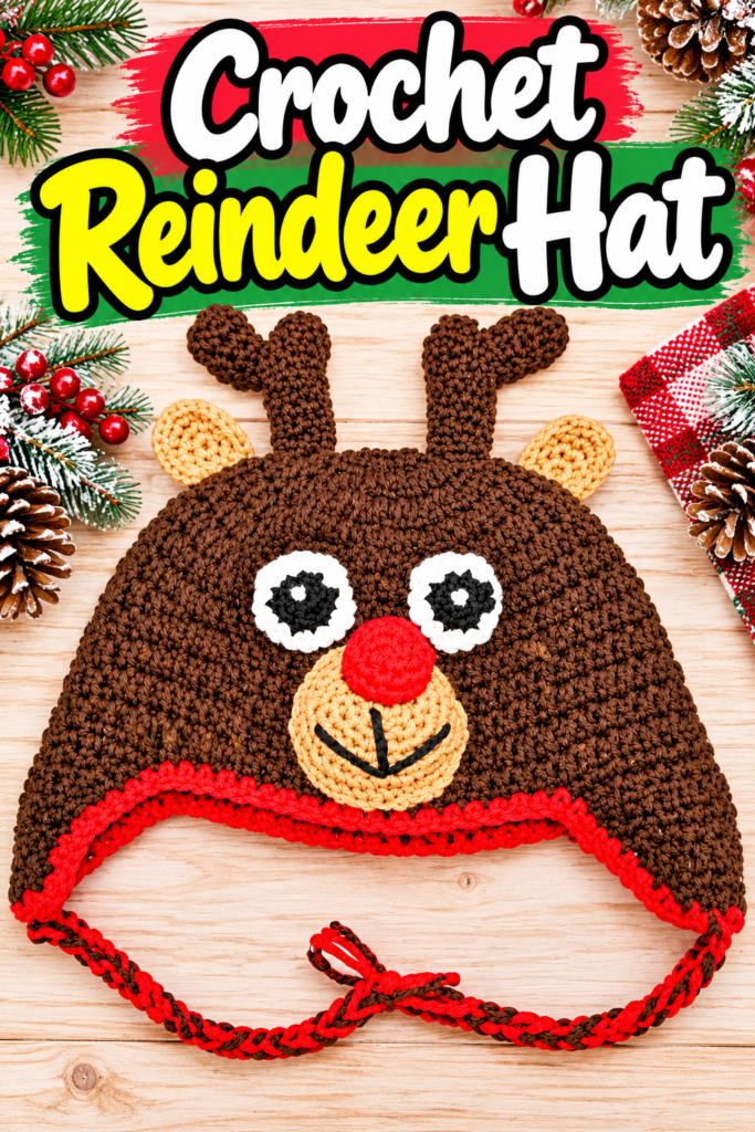 How to Crochet a Reindeer Ear Flap Hat