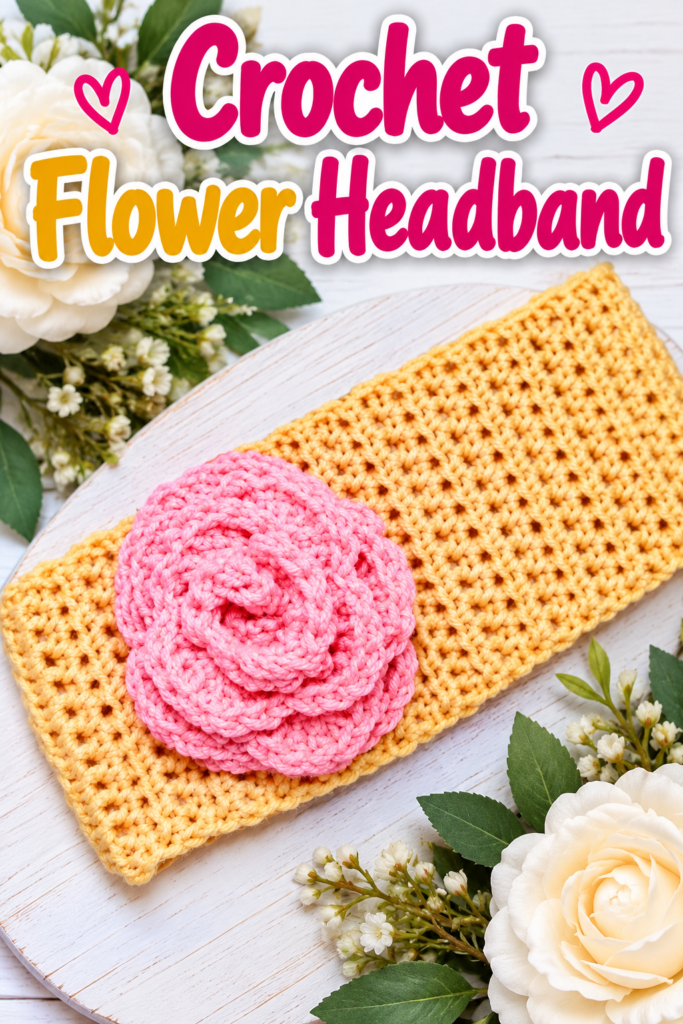 Crochet a Rose Flower Headband