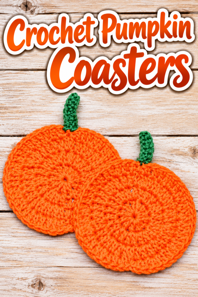 crochet pumpkin coaster