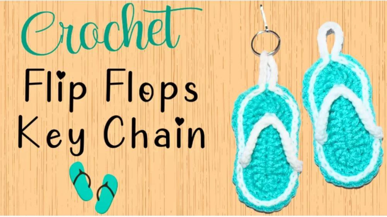 crochet flip flops keychain
