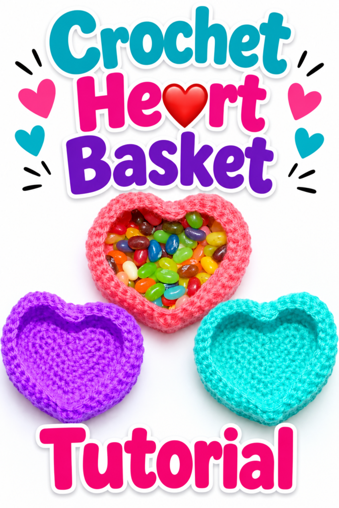 crochet heart basket