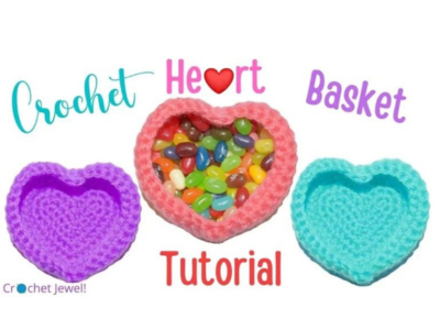 crochet heart basket 