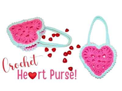 crochet heart purse 