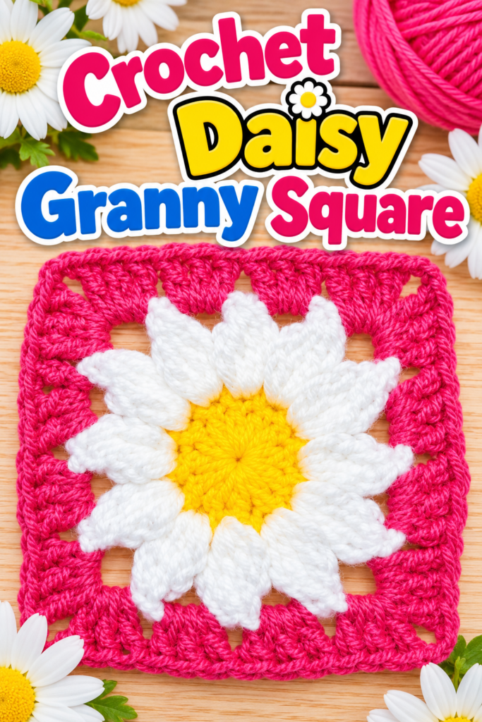 Easy Crochet Daisy Granny Square Pattern for Beginners