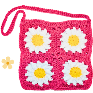 crochet daisy granny square bag