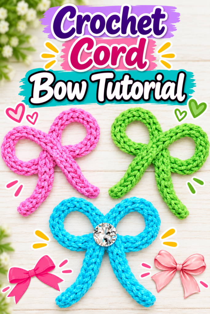 Crochet Cord Bow Tutorial