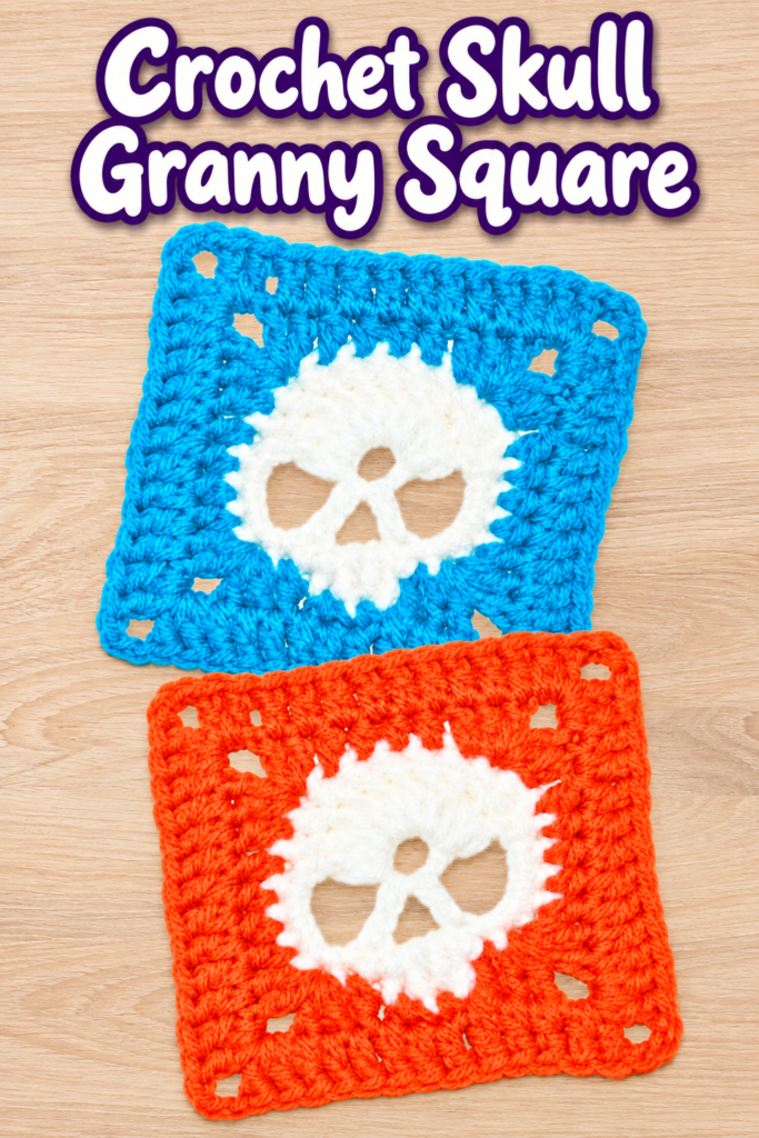crochet skull granny square
