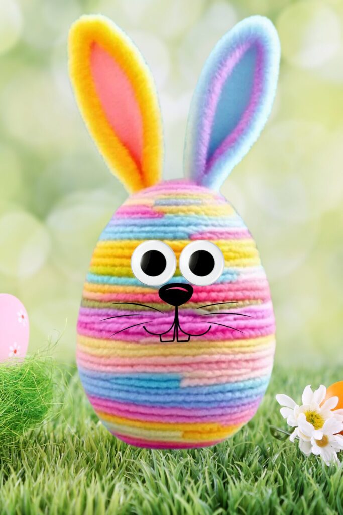 DIY Yarn Wrapped Bunny Egg: Craft for Easter Fun