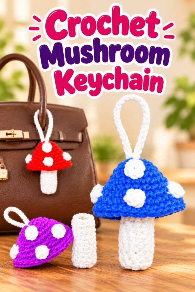 Crochet Mushroom Keychain