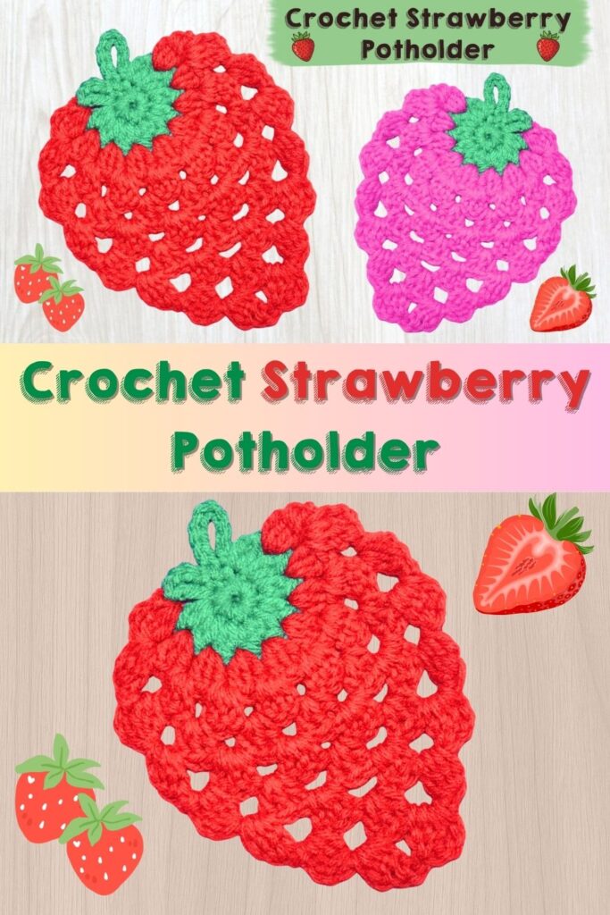 crochet strawberry potholder